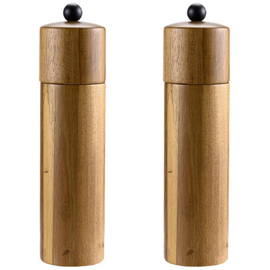 Wooden Salt and Pepper Grinder, Sustainable Acacia Wood, Elegant Sea Salt Grinder and Black Pepper Mill 2pcs 8 inch wooden straight body black ball