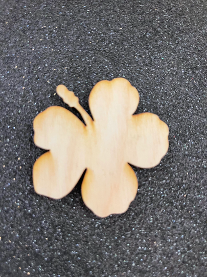 Hibiscus Flower Laser Wood Shaped Cut Out - Unfinished