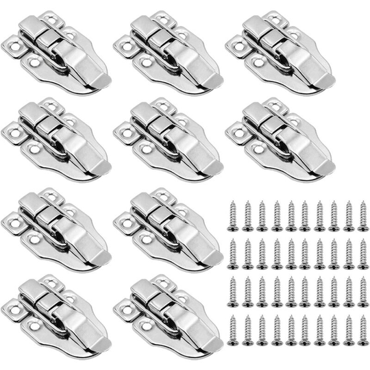 10 Pieces Toggle Catch Latch Clasp with 40pcs Screws Sturdy Toggle Catch Lock Box Buckle Metal Hasps for Flight Case Cosmetic Case Tool Box Medicine