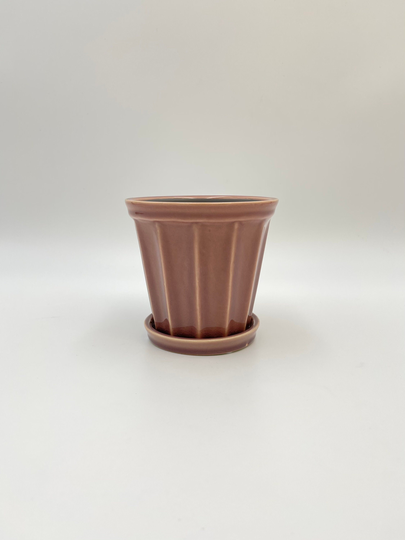 Aura Ceramic Plant Pot, Chocolate House Interior Design, Saucer, Decoration, Gift, Glazed Pot 13.5 cm, Drainage Hole Option
