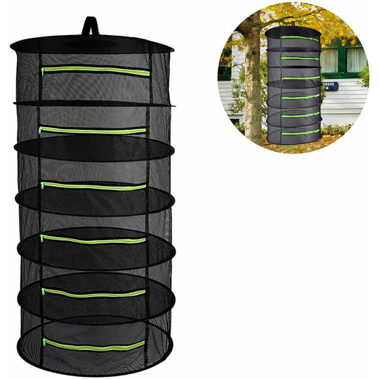 6 Layers Mesh Plant Drying Net, Hanging Collapsible Net, Black Herbal Drying Net With Zipper, Herb Dryer, Black ------ 6 Layers