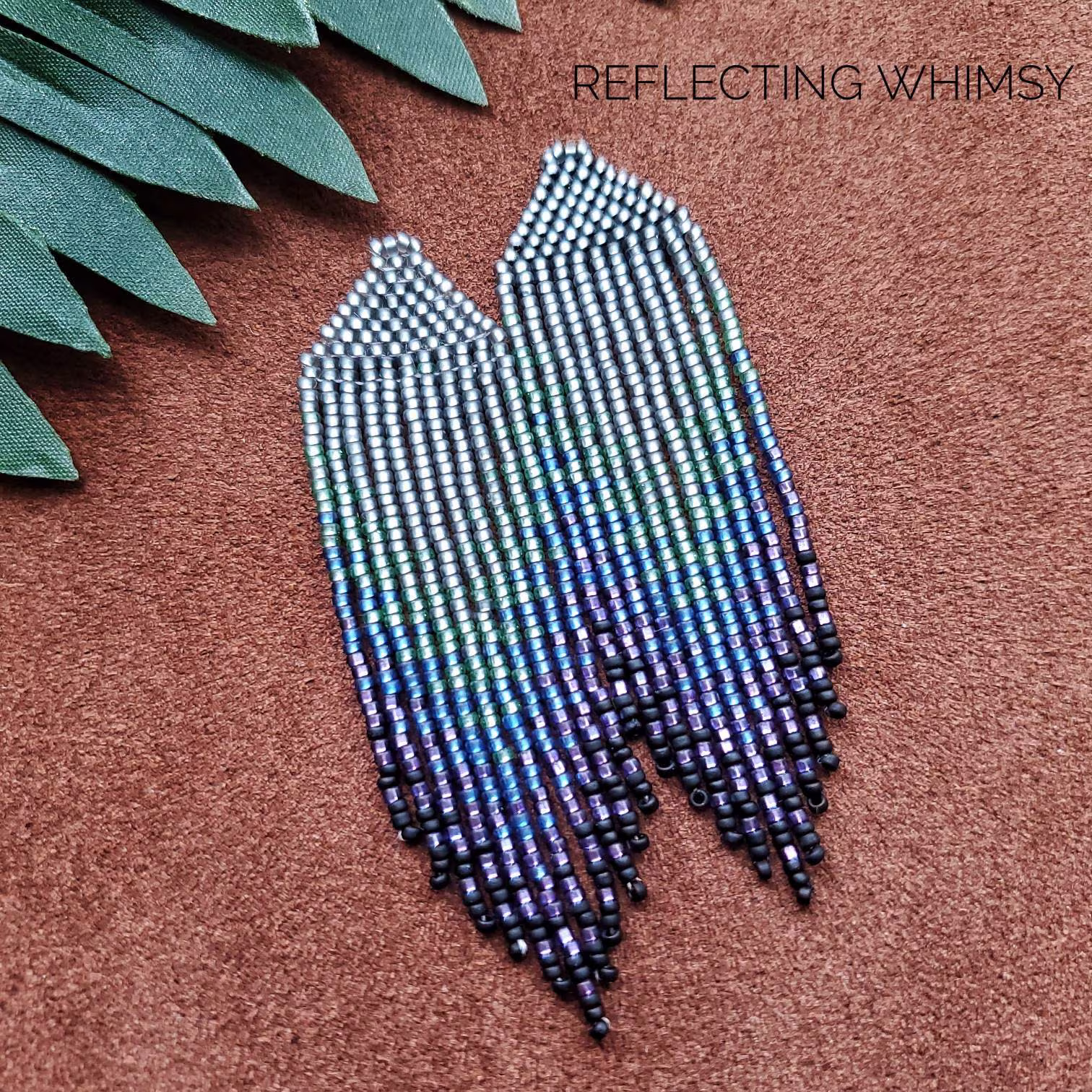 Iridescence, Seed Bead Fringe Earrings