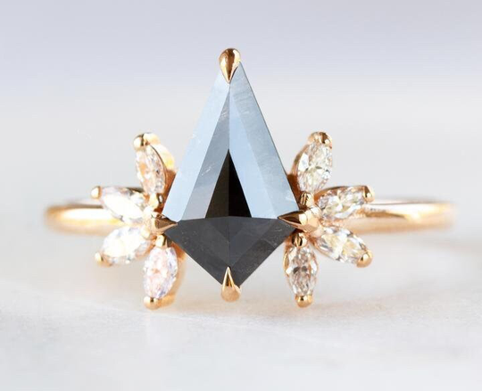 Salt & Pepper Diamond Engagement Ring Calista Kite Diamond Wedding Ring Modern Proposal Bridal
