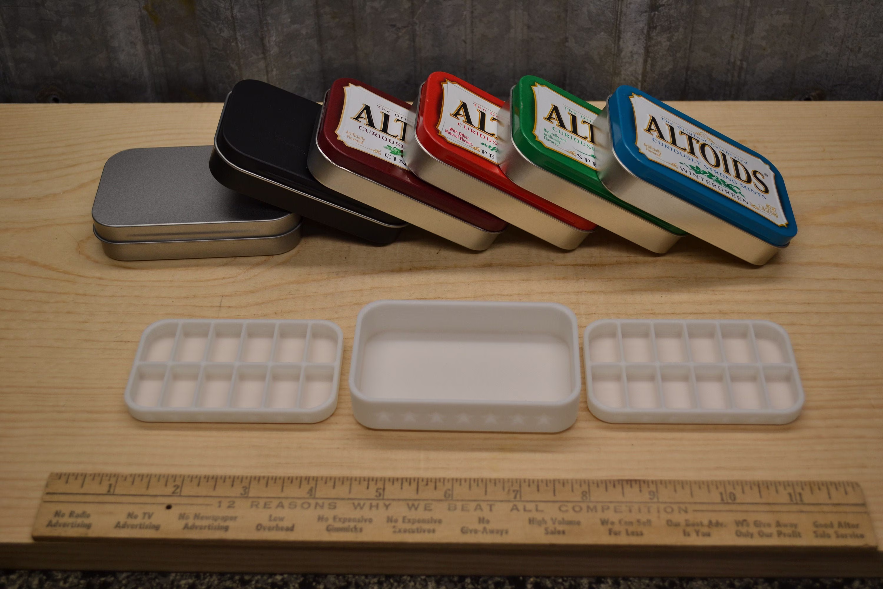 Seven Star Altoids Tin 2 Level Thin Modular Nesting Double Tray Insert Organizer Art Palette Bugout Pill Box With 24 Slot Openings