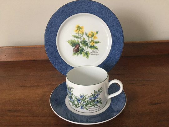 Royal Worcester Herbs Teacup, Saucer & Plate