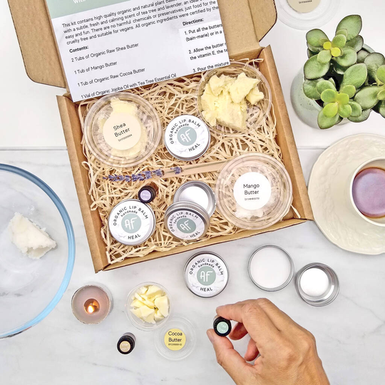 Tea Tree Organic And Vegan Lip Balm Making Kit Box Gift