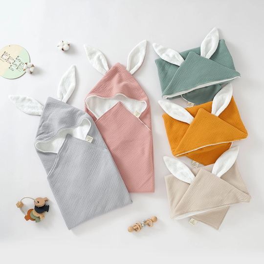 Tiny Alpaca | Organic Cotton Baby Towel 75x75 cm| Gender Neutral Bunny Shower Gift