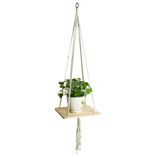 Tinor - Wood Hanging Shelf Macrame Plant Hanger Holder Hanging Flower Pot Holder Flower Pot Holder Boho for Plants Hanger Indoor Outdoor Home Decor