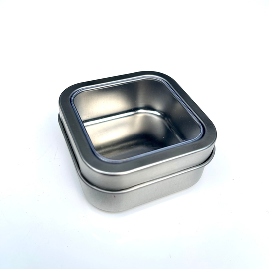 Square Food Safe Tin With Window Lid. 62mm X 35mm