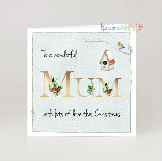 Mum Christmas Card, "To A Wonderful' Greeting 6" X 6