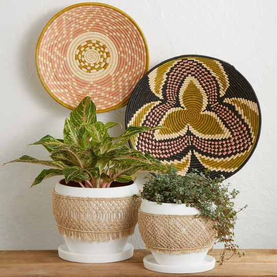 Bangladesh Macrame Wrap Terracotta Pot Set
