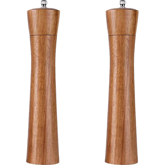 Wooden Salt and Pepper Grinder Set, Manual Wood Pepper Mill and Salt Grinder 10 inch color box