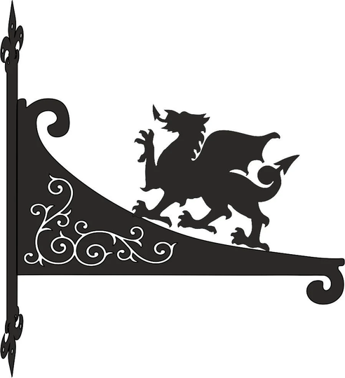 Welsh Dragon Ornamental Scroll Hanging Bracket