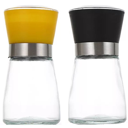 Fvbjd - Salt and Pepper Grinder Set - Salt and Pepper Shakers for Professional Chef - Stainless Steel 1pcs180ml (black cover)+1pcs180ml (yellow cover)