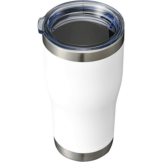 20oz Stainless Steel Tumbler Curve Side White,Durable Wall Powder Coated Exterior Easy Carrying Travel Mugs Ideal Gift Coffee Cups for Ice and Hot