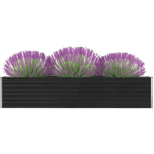 Hommoo - Garden Planter Galvanised Steel 320x80x45 cm Anthracite VD30202