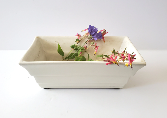 Vintage White Rectangular Planter, Imperial Usa, 1940's Art Pottery