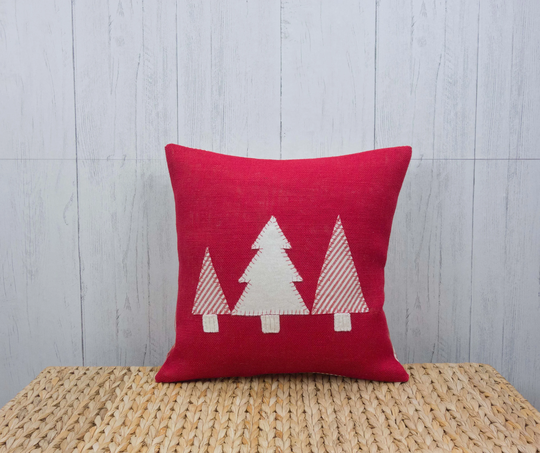 Organic Holiday Throw Pillow. A Christmas Tree Throw. Perfect For Rustic Decor Or Country Home Decor. An Eco-Friendly Gift