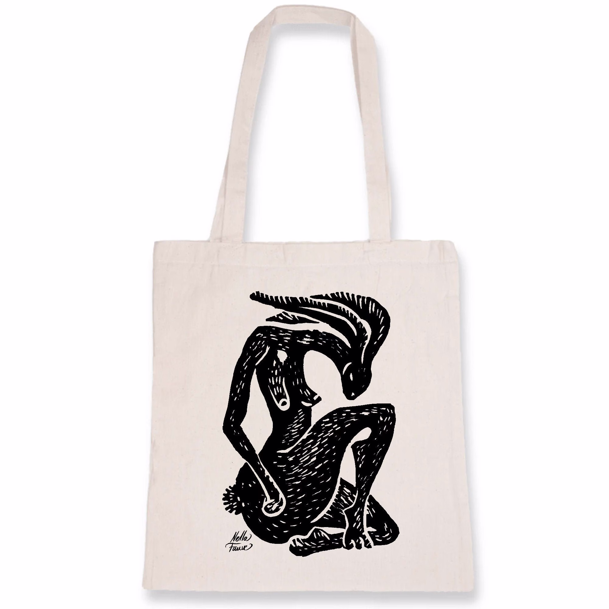 Organic Cotton Tote Bag Eco Friendly Original Design Print Hare Spirit