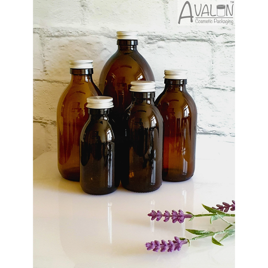 Amber Glass Sirop Bottles With 28mm Aluminium Screw Cap 100Ml, 150Ml, 200Ml, 250Ml, 500Ml Medicine