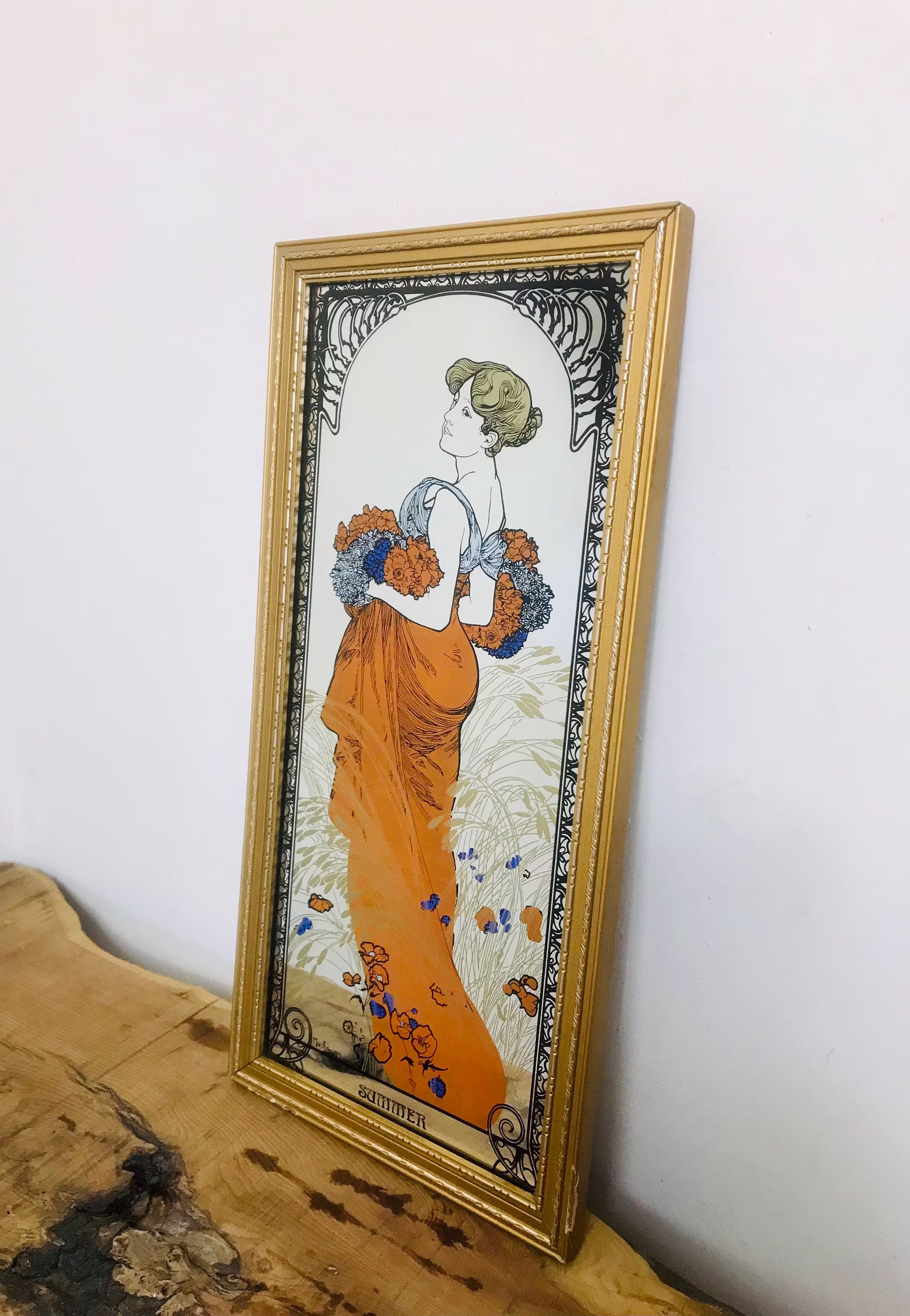 stunning Vintage Summer Four Seasons Mucha Art Nouveau Collectibles Advertising Piece