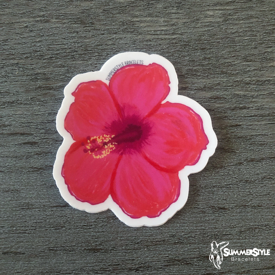 Happy Hibiscus Waterproof Sticker, Tropical Flower Decals, Stickers, Water Bottle Summerstyle Bracelets
