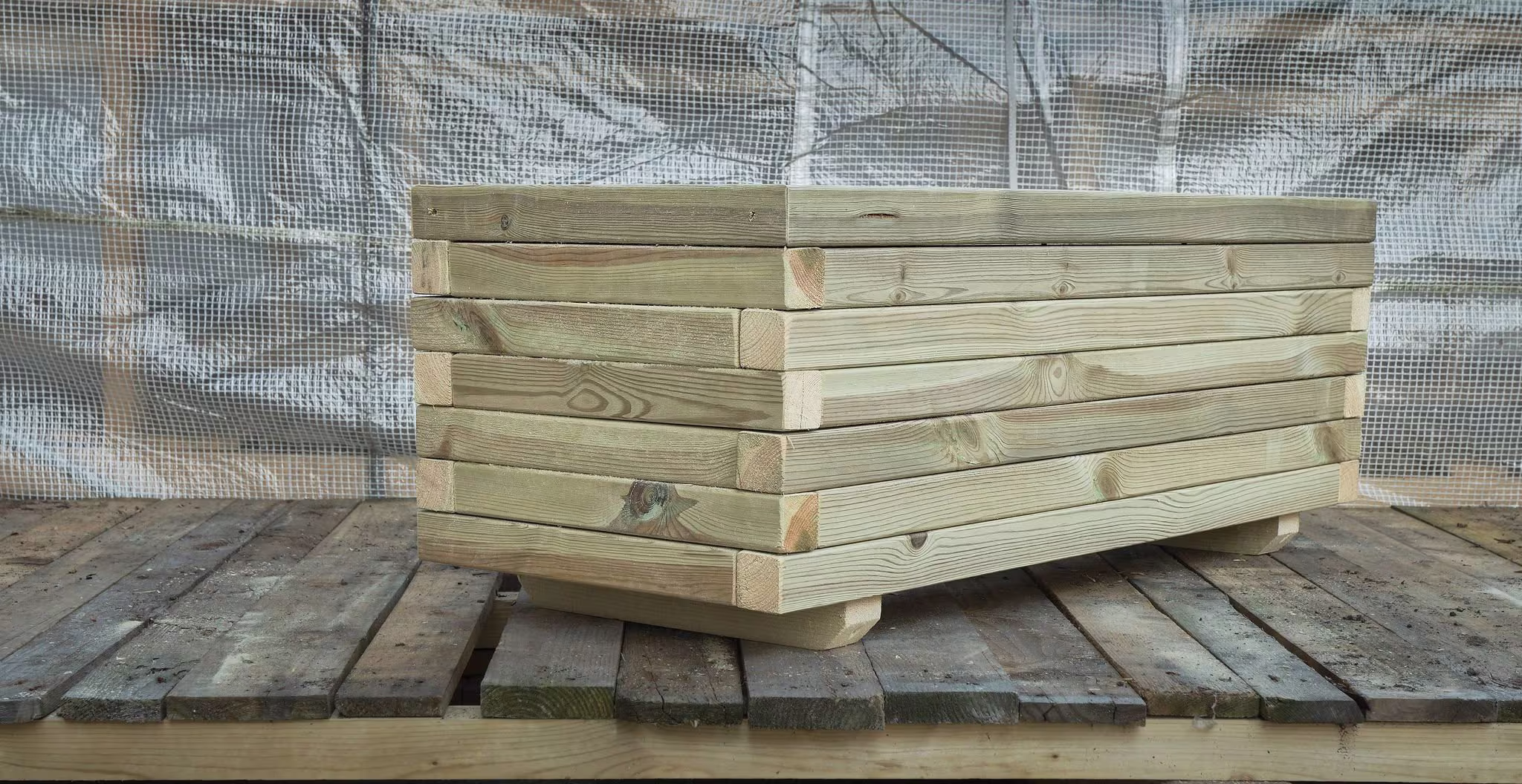Block Style Rectangular Planter Wooden/Garden Pot