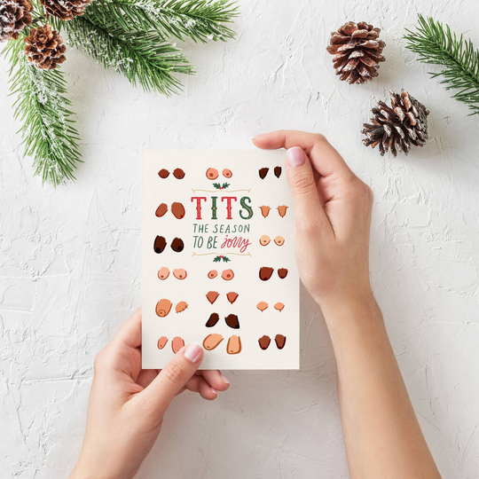 10 Tits The Season Boobs Breasts Christmas Cards