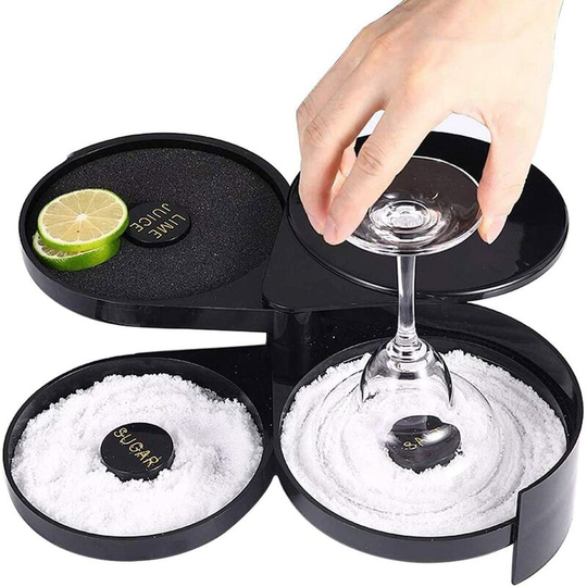 1 Pack 3 Tier Bar Glass Rimmer for Margarita and Cocktail, Bartender Tool, Salt Box Spice Container, Salt Rimmer