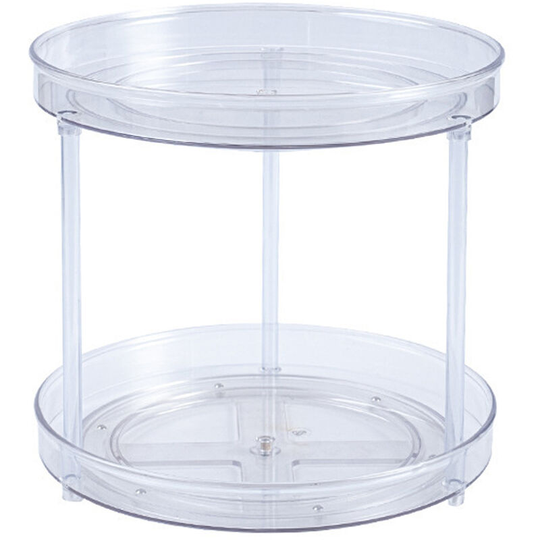 Rotating Organizer Transparent Double Layer 360° Rotatable Kitchen Seasonings Rack Makeup Holder Lazy Susan Turntable, Small - Small