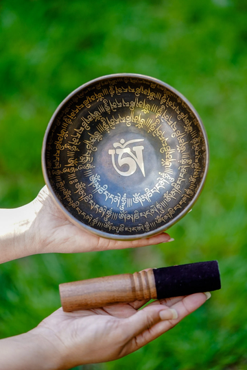 Seasonal Sale -Tibetan Singing Bowl - Deep Vibration Sound | Perfect For Meditation Anyone, Om Mantra Engraved