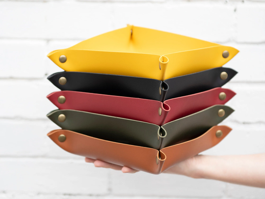 Leather Valet Tray Office Desk Organizer, Custom Storage Tray, Catch All