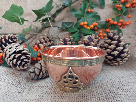 Brass Offering Bowl & Pink Salt - Witch Wicca Pagan Altar Supplies Gift