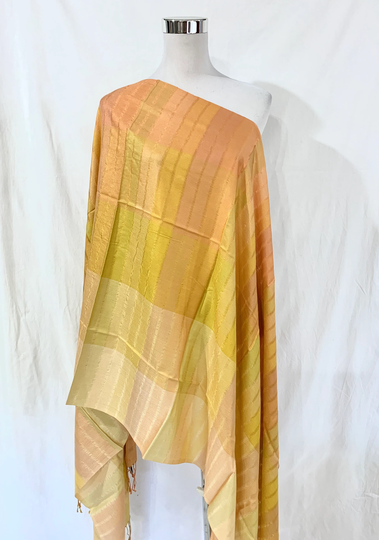 Golden Silk Shawl, Orange Large Golden Yellow Women Fashion All Season Shawl