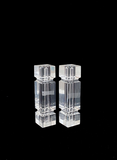 Vintage Modern 1970S Space Age Carved Lucite Acrylic Clear Plastic Salt & Pepper Shakers 7