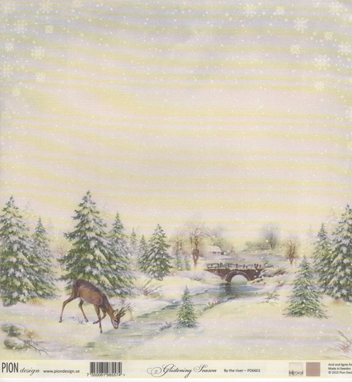 Pion Designs, Glistening Season, By The River, 12x12 Single Sheet, Double Sided