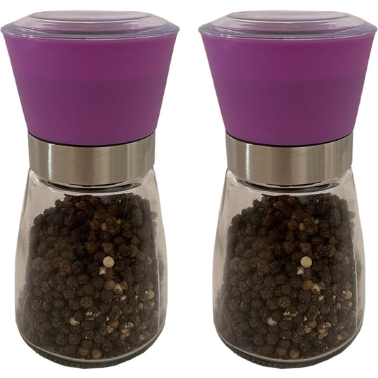 Salt and Pepper Grinder Set - Adjustable Spice Ceramic Grinders Mill Shaker for Kitchen Table 2PCS purple