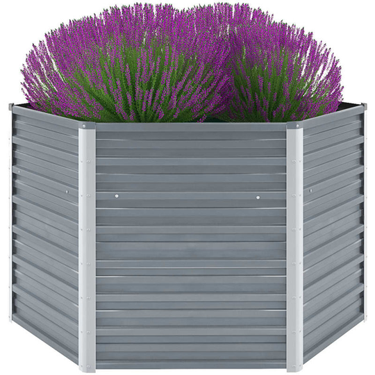 Hommoo - Garden Planter Galvanised Steel 129x129x77 cm Grey VD29036