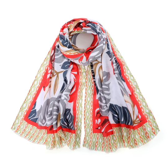 Colorful Cotton Scarf, All Season Multi-Color Hand-Painted, Hand-Rolled Scarf , Birthday Gift , Multi-Use Scarves , Gift For Her