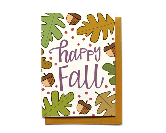 Happy Fall - Leaves Autumn Greetings Hello Card Autumn Leaf