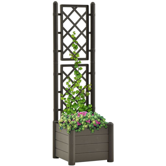 Garden Planter with Trellis 43x43x142 cm pp Anthracite