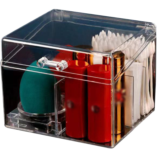 Desk Cotton Swab Holder Flossers Box Case Acrylic Cotton Ball Pads Gauze Swab Holder Plastic Makeup Lipstick Organizer for Makeup Sponges (Type 2)