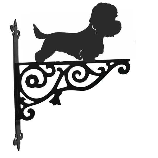 Dandie Dinmont Ornamental Hanging Bracket - Contemporary Basket Wall Mounted Decorative Garden Black