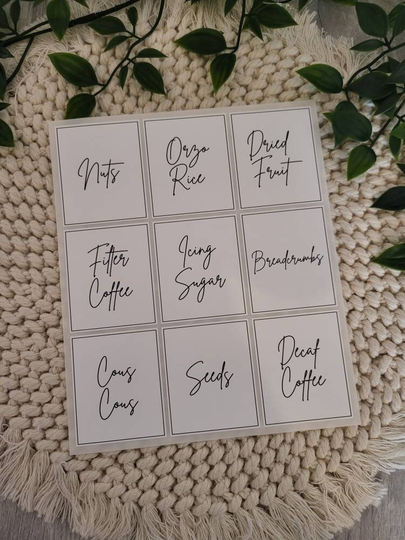 9 Modern Minimalist Personalised, Customised Herb, Spice, Food Jar Labels Kitchen Organisation, Storage Labels, Rectangle, Herb Jars, Pantry