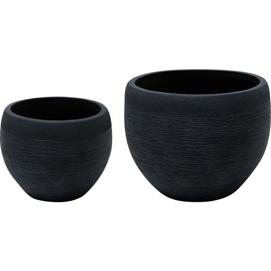 Beliani - Outdoor Plant Pot Planter Set Round Stone uv Resistant Zakros - Black