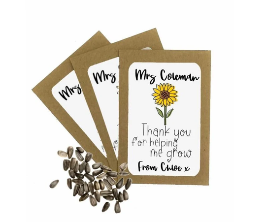 Personalised Teacher Seed Packets Envelopes With Seeds | Thank You For Helping Me Grow End Of Term Gift Teaching Assistant