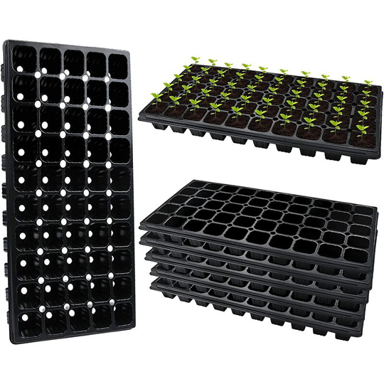 5 Pieces 50 Cells Plastic Seed Trays Vegetable Seedling Tray Seed Germination Tray Cultivation Tray with Drainage Holes for Garden Vegetable Fruit