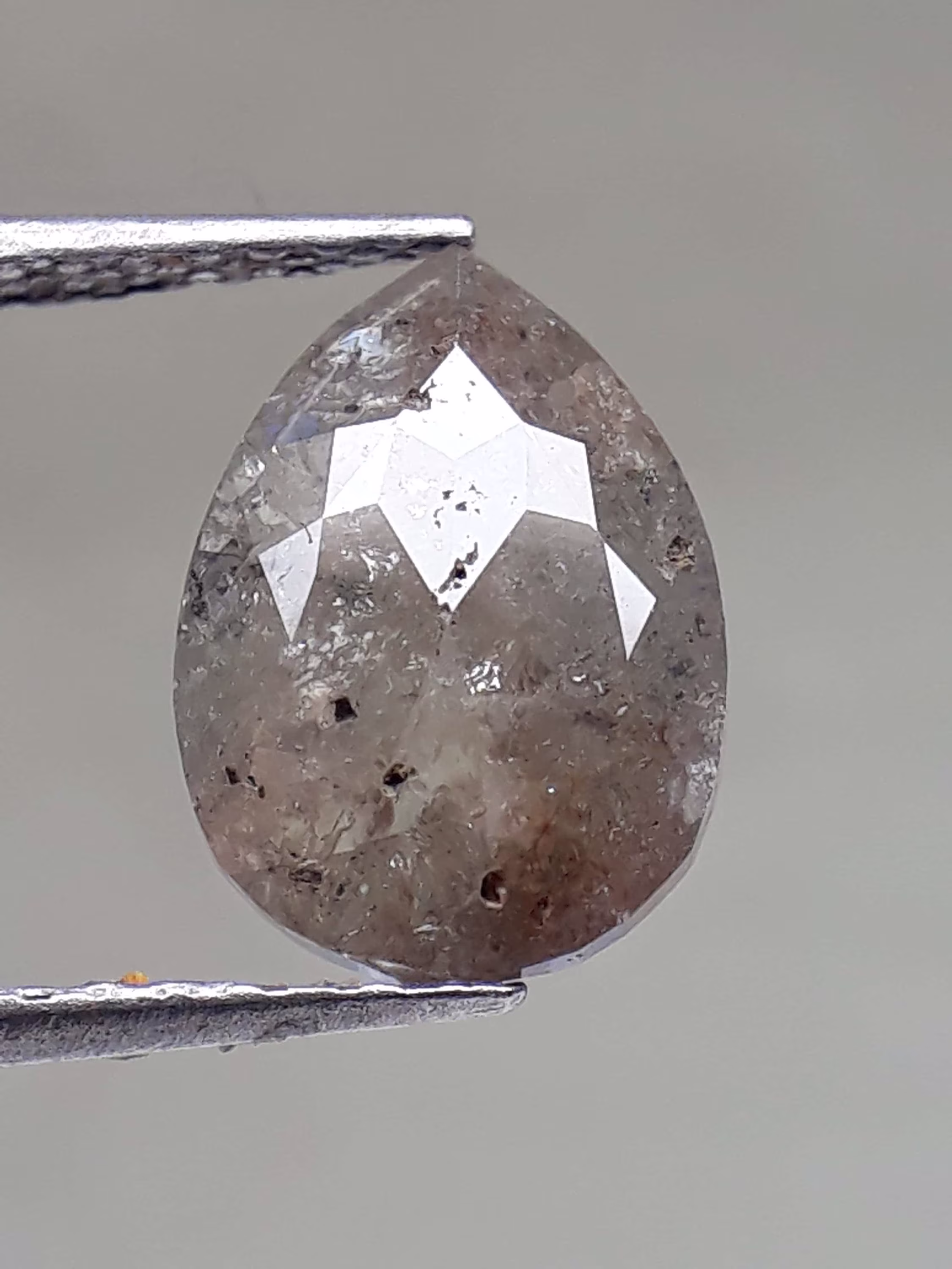 1.50 Cts/1 Pcs Natural Loose Diamond Pear Shape Salt & Papper , Gray Colour Diamond, Faceted Polished Jewelary Diamond, 9.30M×2.53M×6.81M