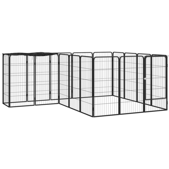 18-Panel Dog Playpen Black 50x100 cm Powder-coated Steel Vidaxl Black
