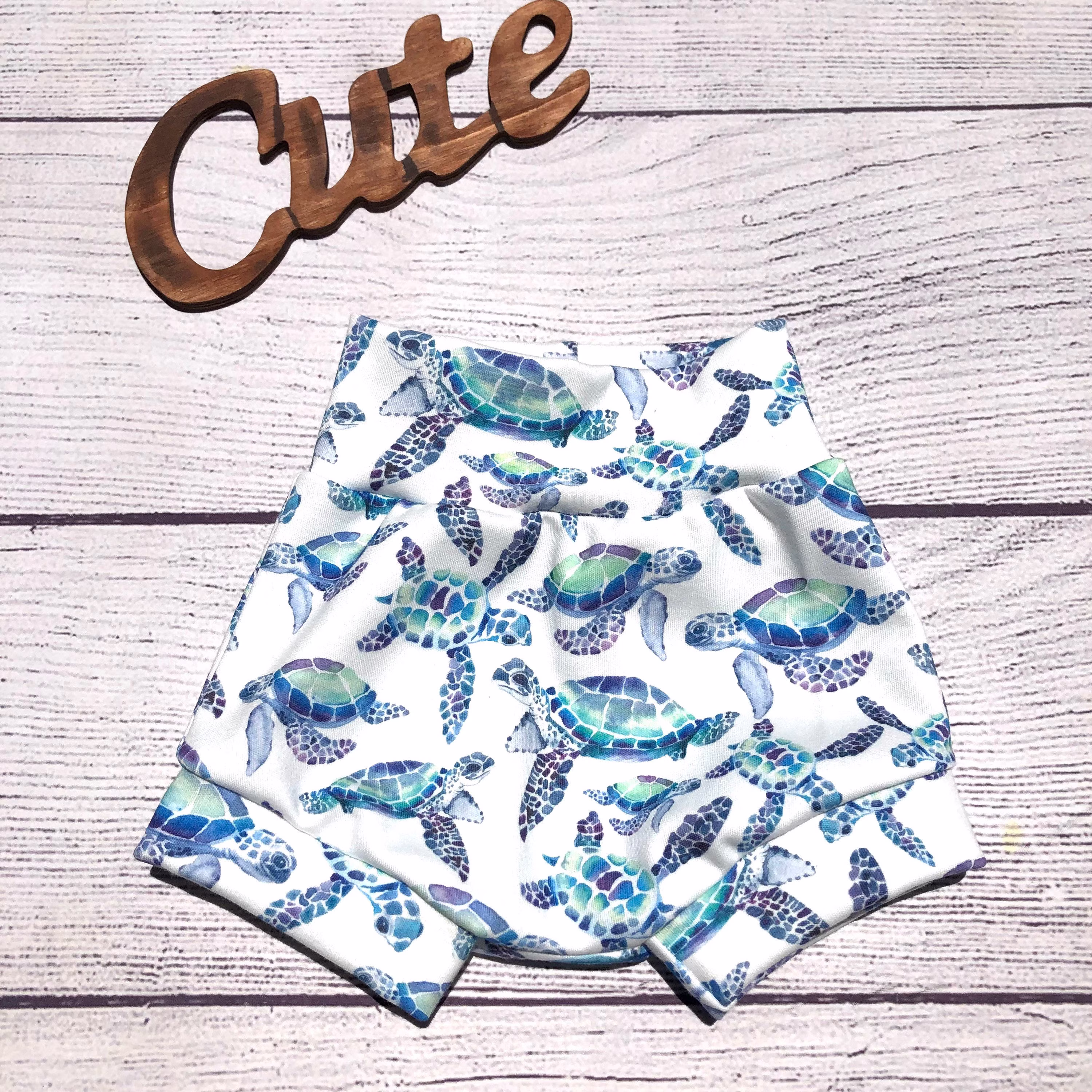 Organic Turtles Bummies, Shorties, Boho Baby Bloomers, Toddler Shorts, Diaper Cover, Under The Sea Organic Baby